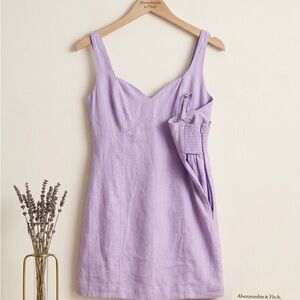 Abercrombie & Fitch Lilac Linen-Blend Tank Mini Dress